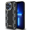 DKNY bőrkockás Mono Pattern MagSafe tok iPhone 15 Pro-hoz - fekete