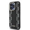 DKNY bőrkockás Mono Pattern MagSafe tok iPhone 15 Pro-hoz - fekete