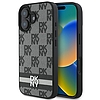 DKNY Checkered Pattern & Printed Stripes tok iPhone 16-hoz - fekete