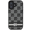 DKNY Checkered Pattern & Printed Stripes tok iPhone 16-hoz - fekete