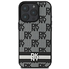 DKNY Checkered Pattern & Printed Stripes tok iPhone 16 Pro-hoz - fekete