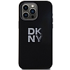 DKNY folyékony szilikon fém logó iPhone 15 Pro tok - fekete