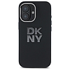 DKNY folyékony szilikon fém logó iPhone 16 tok - fekete