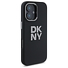 DKNY folyékony szilikon fém logó iPhone 16 tok - fekete