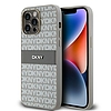 DKNY Leather Mono Stripe & Metal Logo tok iPhone 14 Pro-hoz - bézs