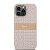 DKNY Leather Mono Stripe & Metal Logo tok iPhone 14 Pro-hoz - rózsaszín