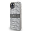 DKNY Leather Mono Stripe & Metal Logo tok iPhone 15 / 14 / 13 telefonhoz - bézs