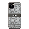 DKNY Leather Mono Stripe & Metal Logo tok iPhone 15 Plus / 14 Plus telefonhoz - bézs