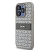 DKNY Leather Mono Stripe & Metal Logo tok iPhone 15 Pro-hoz - bézs