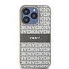 DKNY Leather Mono Stripe & Metal Logo tok iPhone 15 Pro-hoz - bézs