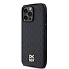 DKNY Leather Pattern Metal Logo MagSafe tok iPhone 13 Pro Max-hoz - fekete