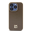 DKNY Leather Pattern Metal Logo MagSafe tok iPhone 14 Pro-hoz - barna