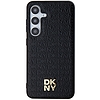 DKNY Leather Pattern Metal Logo MagSafe tok Samsung Galaxy S24-hez - fekete