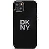 DKNY Liquid Silicone Metal Logo tok iPhone 15 Plus / 14 Plus telefonhoz - fekete