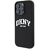 DKNY szilikon fehér nyomott logóval MagSafe iPhone 16 Pro tok - fekete