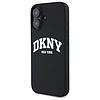 DKNY szilikon fehér nyomott logóval MagSafe iPhone 16 tok - fekete