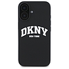 DKNY szilikon fehér nyomott logóval MagSafe iPhone 16 tok - fekete