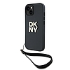 DKNY Wrist Strap Stock logós tok iPhone 14 / 15 / 13-hoz - fekete