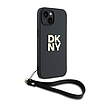 DKNY Wrist Strap Stock logós tok iPhone 14 / 15 / 13-hoz - fekete