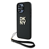 DKNY Wrist Strap Stock logós tok iPhone 14 Pro Max telefonhoz - fekete