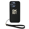 DKNY Wrist Strap Stock logós tok iPhone 14 Pro Max telefonhoz - fekete