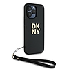 DKNY Wrist Strap Stock logós tok iPhone 14 Pro Max telefonhoz - fekete