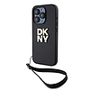 DKNY Wrist Strap Stock logós tok iPhone 15 Pro-hoz - fekete