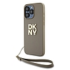 DKNY Wrist Strap Stock logós tok iPhone 15 Pro Max telefonhoz - bézs