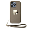 DKNY Wrist Strap Stock logós tok iPhone 15 Pro Max telefonhoz - bézs