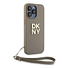 DKNY Wrist Strap Stock logós tok iPhone 15 Pro Max telefonhoz - bézs