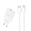 Dudao A4EU USB-A 2.1A fali töltő - fehér + USB-A - USB-C kábel