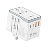 Dudao A65Pro 65W EU / US / JP / AUS / UK utazási adapter 2x USB-C 2x USB-A - fehér