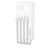 Dudao K6Pro univerzális 10000 mAh Power Bank USB kábellel, USB Type C, lightning fehér (K6Pro-white)