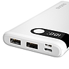 Dudao powerbank 10000 mAh 2x USB / USB Type C / micro USB 2 A fehér LED képernyővel (K9Pro-01)