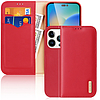 Dux Ducis Hivo Bőr Flip Cover Valódi bőr pénztárca kártyákhoz és dokumentumokhoz iPhone 14 Pro Red