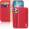 Dux Ducis Hivo Bőr Flip Cover Valódi bőr pénztárca kártyákhoz és dokumentumokhoz iPhone 14 Pro Max Red