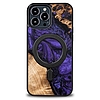 Fa és gyanta tok iPhone 13 Pro Max MagSafe Bewood Unique Violet telefonhoz - lila és fekete