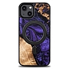 Fa és gyanta tok iPhone 14 MagSafe Bewood Unique Violet telefonhoz - lila és fekete