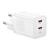 Fali töltő Baseus GaN5 40W, 2x USB C, fehér (CCGP180102)