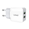 Fali töltő LDNIO A2202, 2x USB, 12W, fehér (A2202 EU)