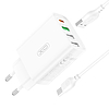 Fali töltő XO L120 3x USB, 1x USB-C, 18W, fehér (L120)