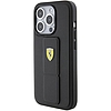 Ferrari Grip Stand fém logós tok iPhone 15 Pro-hoz - fekete