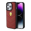 Ferrari Leather Stitched Lines tok iPhone 15 Pro-hoz - piros