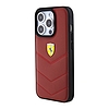 Ferrari Leather Stitched Lines tok iPhone 15 Pro-hoz - piros