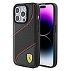 Ferrari Perforated Waves fém logós tok iPhone 15 Pro-hoz - fekete