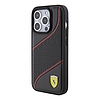 Ferrari Perforated Waves fém logós tok iPhone 15 Pro-hoz - fekete