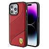 Ferrari Perforated Waves fém logós tok iPhone 15 Pro-hoz - piros