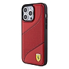 Ferrari Perforated Waves fém logós tok iPhone 15 Pro-hoz - piros