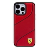 Ferrari Perforated Waves fém logós tok iPhone 15 Pro-hoz - piros