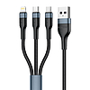 Foneng X51 3in1 USB-USB-C / Micro USB / Lightning kábel, 3A, 1m, fekete (X51 3 in 1 / Black)